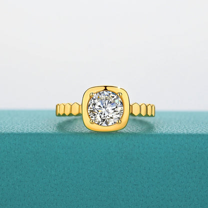 High Quality 14K Gold Au585 Moissanite Ring 1CT Sugar Cube D VVS1 Moissanite Diamond Rings for Women Party Unisex Fine Jewelry