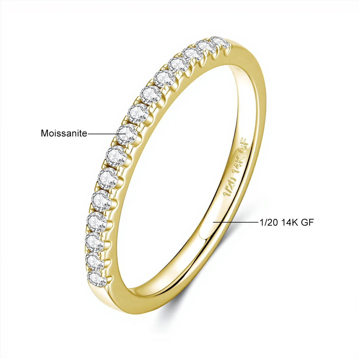 Romantic 14K Real Gold Filled Ring 15pcs Moissanite Diamond Stackable Rings for Women Wedding Bands Party Gift Factory Original