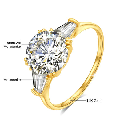 Romantic 9mm 3ct Moissanite Diamond Ring AU585 14K Gold D Color VVS1 Wedding Band Rings for Women Engagement Luxury Jewelry