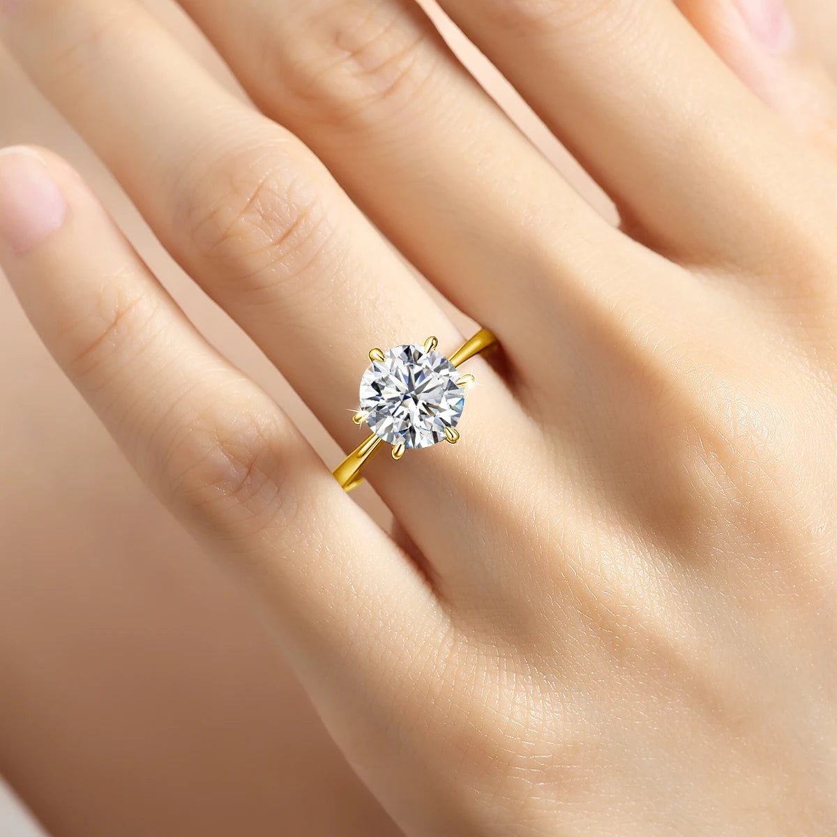 14k Gold Filled Classic Six Claws Wedding Ring Bands for Women 9mm 3ct GRA Moissanite Diamond Bridal Sets Engagement Jewelry