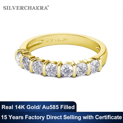 Original 7pcs Moissanite Diamond 14k Gold Filled Rainbow Lucky Power Ring for Women Unisex Anniversary Gift Factory Wholesale