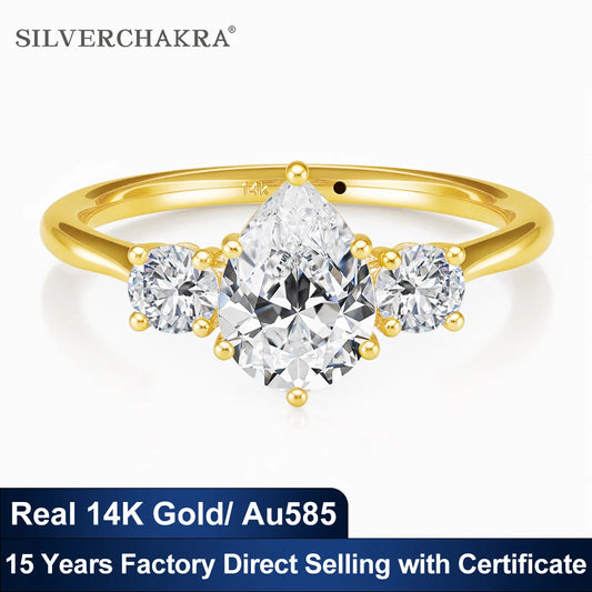 585 14k Gold 3ct Pear Cut Moissanite Rings for Women Girls Valentine's Day Gifts Love and Deepspace Romantic Freeshippings Items
